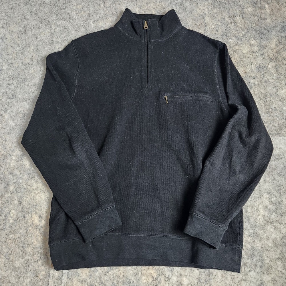 Pendleton Sweater Men M Black Quarter Zip Sweatshirt Pullover Long Sleeve Preppy